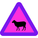 download Warning Sheep Roadsign clipart image with 270 hue color