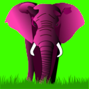 download Elephant Purple On Yellow clipart image with 45 hue color