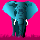 download Elephant Purple On Yellow clipart image with 270 hue color
