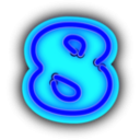 download Neon Numerals 8 clipart image with 180 hue color