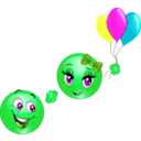 download Flying Smiley Emoticon clipart image with 90 hue color