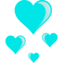 download Heart Cluster clipart image with 180 hue color