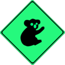 download Warning Koalas Ahead clipart image with 90 hue color