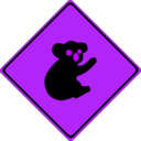 download Warning Koalas Ahead clipart image with 225 hue color