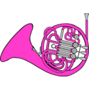 download French Horn clipart image with 270 hue color