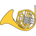 download French Horn clipart image with 0 hue color