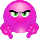 download Grumpy Smiley Emoticon clipart image with 270 hue color