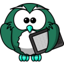 download Owl With Ebook Reader clipart image with 135 hue color