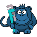 download Cartoon Monkey With Wrench clipart image with 180 hue color