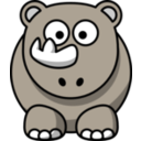 download Cartoon Rhino clipart image with 180 hue color
