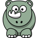 download Cartoon Rhino clipart image with 270 hue color