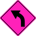 download Sign Turn Left clipart image with 270 hue color