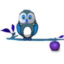 download Owl On Branch clipart image with 180 hue color