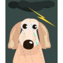 download Sad Dog In The Rain clipart image with 0 hue color
