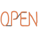 download Open Sign clipart image with 180 hue color
