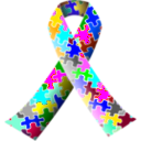 download Autism Puzzle Ribbon clipart image with 180 hue color