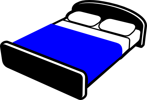 Bed With Blue Blanket