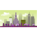download City Skyline clipart image with 225 hue color