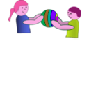 download Children Sharing A Ball clipart image with 270 hue color