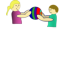 download Children Sharing A Ball clipart image with 0 hue color