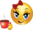 Girl Drink Tea Smiley Emoticon