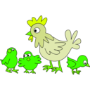 download Hen With Three Chicken clipart image with 45 hue color