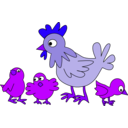 download Hen With Three Chicken clipart image with 225 hue color