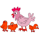 download Hen With Three Chicken clipart image with 315 hue color
