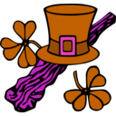 download Hat And Shillelagh Colour clipart image with 270 hue color