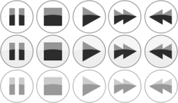 Glossy Media Player Normal Active Focus Buttons