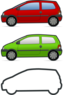 Red And Green Renault Twingo