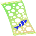 download Towel Blue With White Bubbles And Red Fish With White Strips clipart image with 225 hue color