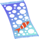 download Towel Blue With White Bubbles And Red Fish With White Strips clipart image with 0 hue color