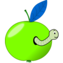 download Red Apple With A Worm clipart image with 90 hue color