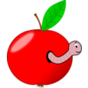 download Red Apple With A Worm clipart image with 0 hue color