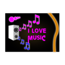 download I Love Music clipart image with 180 hue color