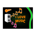 download I Love Music clipart image with 270 hue color