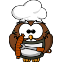 download Owl With Sausage clipart image with 0 hue color