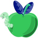 download Cartoon Apple With Worm clipart image with 135 hue color