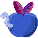 download Cartoon Apple With Worm clipart image with 225 hue color