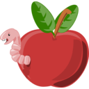 download Cartoon Apple With Worm clipart image with 0 hue color