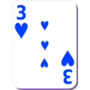 download White Deck 3 Of Hearts clipart image with 225 hue color