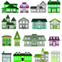 download Simple Houses clipart image with 90 hue color