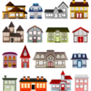 download Simple Houses clipart image with 0 hue color