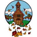 download School In Fall clipart image with 0 hue color