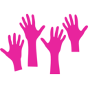 download Four Hands Reaching clipart image with 45 hue color