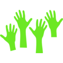 download Four Hands Reaching clipart image with 180 hue color