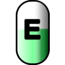 download White Red E Pill clipart image with 135 hue color