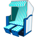download Red Beach Chair clipart image with 180 hue color