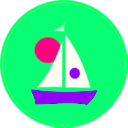 download Sailboat And Sun clipart image with 270 hue color